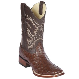 Los Altos Men's Brown Ostrich Square Toe Cowboy Boots | Brown