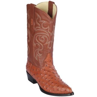 Los Altos Men's Cognac Ostrich Cowboy Boot J-Toe | Cognac
