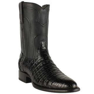 Los Altos Men's Black Caiman Belly Roper Boots | Black