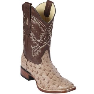 Los Altos Men's Moka Ostrich Square Toe Boots | Moka