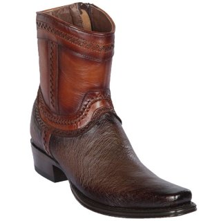 Los Altos Men's Brown Smooth Ostrich Short Cowboy Boots | Brown