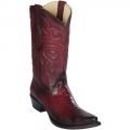 Los Altos Men's Ostrich Leg Snip Toe Faded Burgundy Western Boots | Burgundy