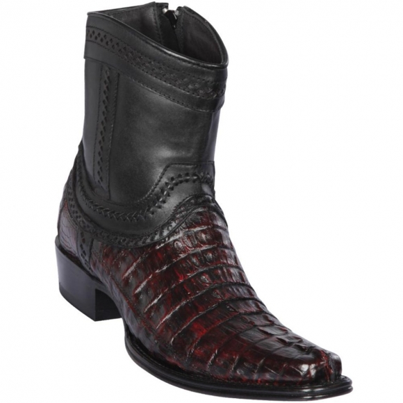 Los Altos Men's Caiman Tail Mens European Square Toe Boots | Black Cherry