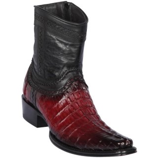 Los Altos Men's Caiman Tail Mens European Square Toe Boots | Burgundy