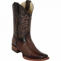 Los Altos Men's Square Toe Ostrich Boots | Brown