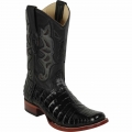 Los Altos Men's Black Square Toe Caiman Boots | Black