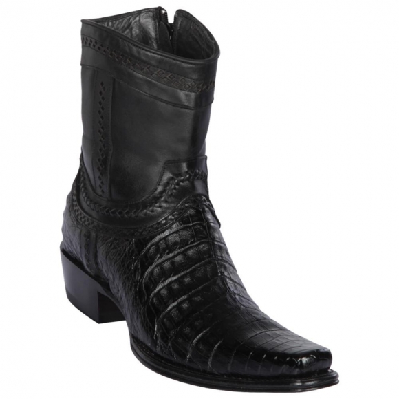 Los Altos Men's Black Caiman Belly European Toe | Black