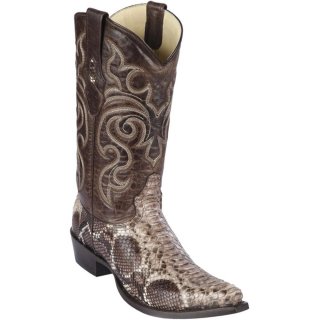 Los Altos Men's Brown Python Snip Toe Boots | Brown Rustic