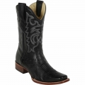 Los Altos Men's Ostrich Cowboy Boots Black Square Toe | Black