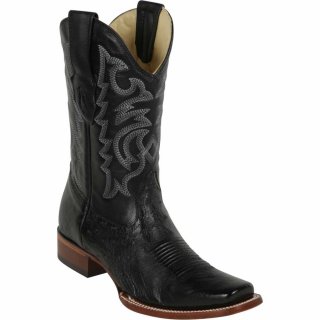 Los Altos Men's Ostrich Cowboy Boots Black Square Toe | Black