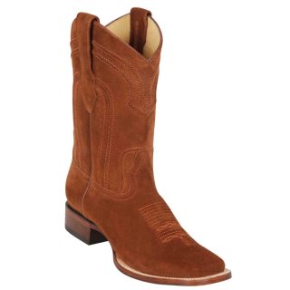 Los Altos Men's Square Toe Cowboy Suede Boots Cognac | Cognac