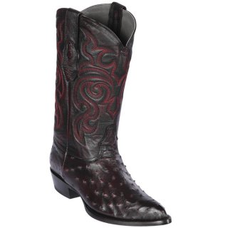Los Altos Men's Black Cherry Ostrich Boots J-Toe | Black Cherry