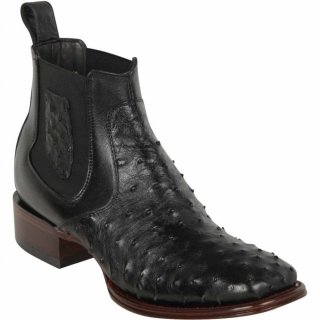 Los Altos Men's Mens Short Black Ostrich Boots | Black