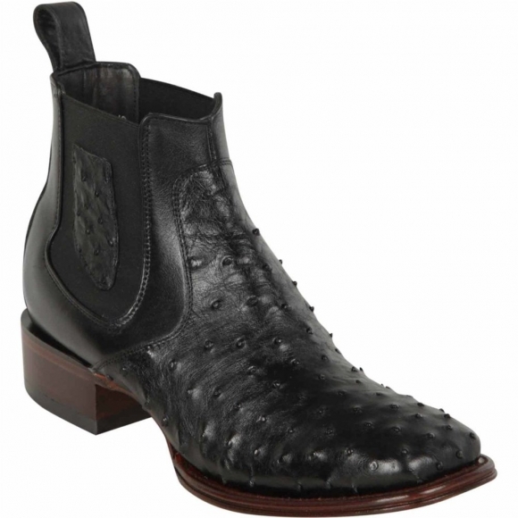 Los Altos Men's Mens Short Black Ostrich Boots | Black