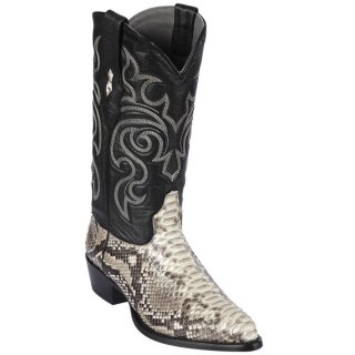 Los Altos Men's Natural Python Snakeskin J-Toe Cowboy Boots | Natural