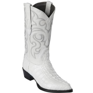 Los Altos Men's White Crocodile Boots | White