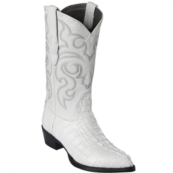 Los Altos Men's White Crocodile Boots | White