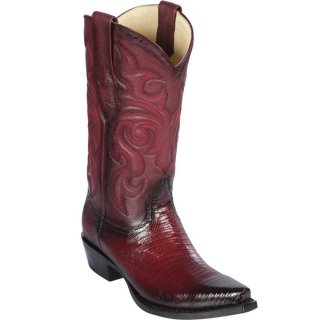 Los Altos Men's Faded Burgundy Lizard Cowboy Boots | Burgundy