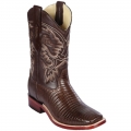 Los Altos Men's Brown Lizard Square Toe Cowboy Boots | Brown