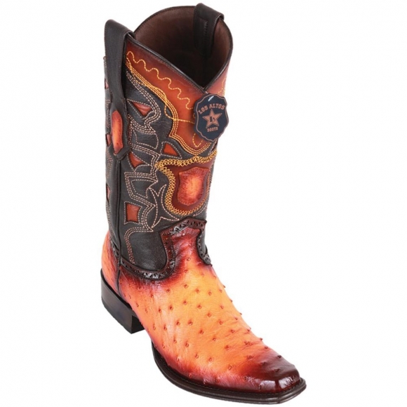 Los Altos Men's Buttercup Ostrich Boots - European Toe | Faded Buttercup
