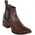 Los Altos Men's Short Square Toe Caiman Boots Brown | Brown
