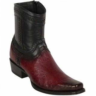 Los Altos Men's Burgundy Smooth Ostrich Short Cowboy Boots | Burgundy