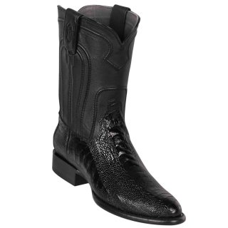 Los Altos Men's Black Roper Ostrich Leg Western Boots | Black