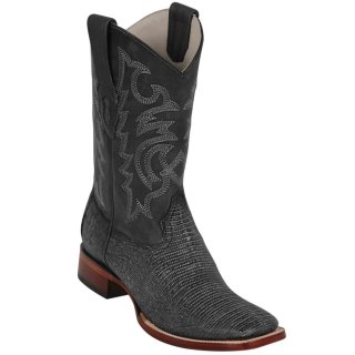 Los Altos Men's Sanded Black Lizard Cowboy Boots | Black
