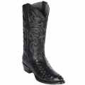 Los Altos Men's Black Ostrich Boots R-Toe | Black