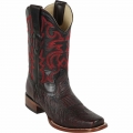 Los Altos Men's Mens Square Toe Smooth Ostrich Boots Black Cherry | Black Cherry