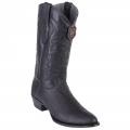 Los Altos Men's Sharkskin Round Toe Cowboy Boots | Black