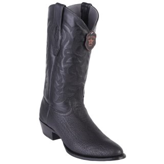 Los Altos Men's Sharkskin Round Toe Cowboy Boots | Black