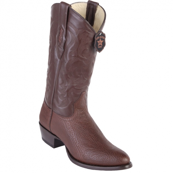 Los Altos Men's Brown Sharkskin Western Boots R-Toe | Brown