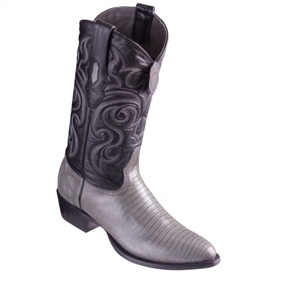 Los Altos Men's Lizard Teju R-Toe Grey Cowboy Boots | Grey
