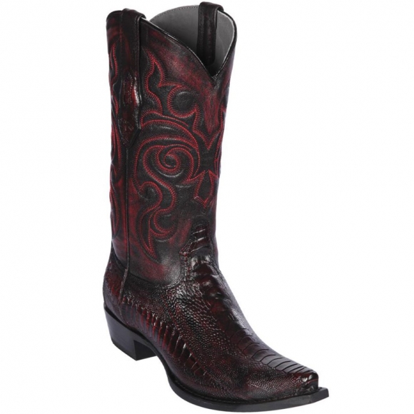 Los Altos Men's Black Cherry Ostrich Leg Cowboy Boots | Black Cherry