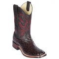 Los Altos Men's Black Cherry Ostrich Square Toe Western Boots | Black Cherry