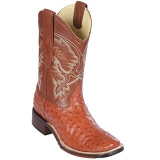Los Altos Men's Cognac Ostrich Square Toe Western Boots | Cognac