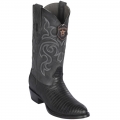 Los Altos Men's Black Lizard Boots R-Toe | Black