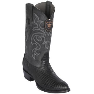 Los Altos Men's Black Lizard Boots R-Toe | Black