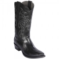 Los Altos Men's Black Lizard Cowboy Boots Snip Toe | Black