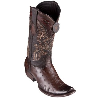 Los Altos Men's Brown Ostrich Boots Dubai Square Toe | Faded Brown