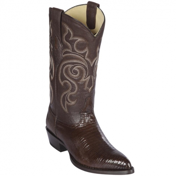 Los Altos Men's Lizard Teju Brown Cowboy Boots J-Toe | Brown
