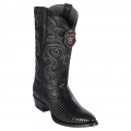 Los Altos Men's Black Lizard Cowboy Boots R-Toe | Black