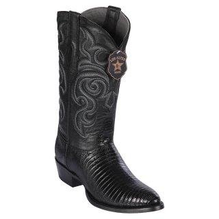 Los Altos Men's Black Lizard Cowboy Boots R-Toe | Black