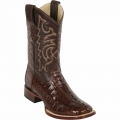 Los Altos Men's Brown Square Toe Cowboy Boots Caiman | Brown