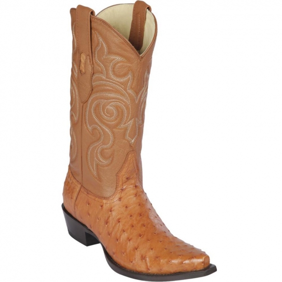 Los Altos Men's Cowboy Ostrich Boots Honey Snip Toe | Honey