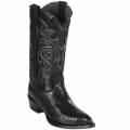 Los Altos Men's Black Lizard Cowboy Boots J-Toe | Black