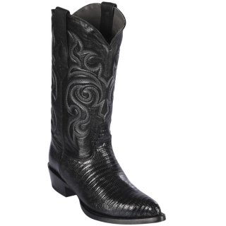 Los Altos Men's Black Lizard Cowboy Boots J-Toe | Black