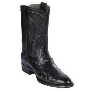 Los Altos Men's Ostrich Roper Western Boots | Black