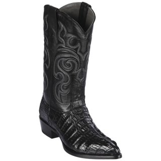 Los Altos Men's Black Caiman Tail Cowboy Boots | Black